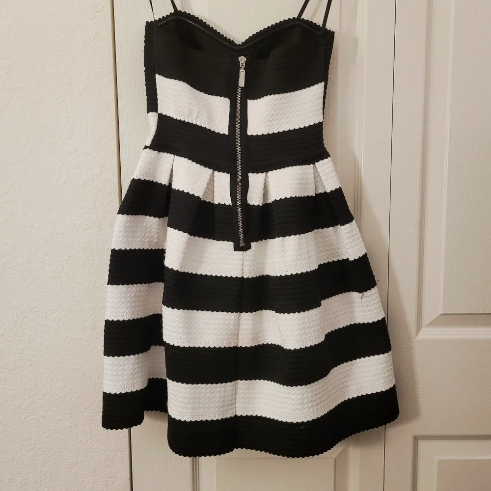 B Darlin Black and White Strapless Dress with Scalloped Detail from Macys - Picture 4 of 6